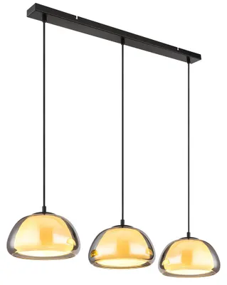 Produktbild von LED Pendelleuchte, 3-flammige, Metall, Schwarz, Glas, E14, 120 cm