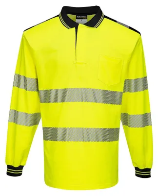 Imagen del producto de Camiseta polo de alta visibilidad Portwest T184 PW3, manga larga, color amarillo/, talla L