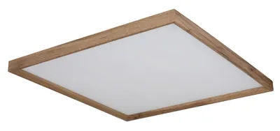 Produktbild von Globo Lighting Deckenleuchte Metall weiß matt, MDF holzoptik dunkel, Metall schwarz matt, Kunststoff opal, Stufenschalter, Farben fixierbar, 3 CCT-Stufenschalter außen am Rahmen, LxBxH: 600x600x85mm, inkl. LED 36W 230V, 4300lm Source, 2400lm Output, CCT 2700/4500/6500K