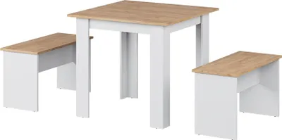 Immagine prodotto di Set da pranzo Vicco Sentio Rovere dorato/bianco 80 x 80 cm con 2 panche, Model 53278