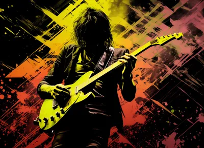 Produktbild von Plakat 18x13cm Gitarrenleidenschaft Auf E-Gitarre