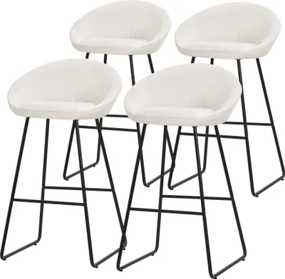 Produktbild von ML-Design Barhocker 4er Set Beige Stoffbezug 75 cm hoch Gepolsterte Barstühle mit Metallgestell Rückenlehne & Fußstütze Küchenstühle Bistrohocker