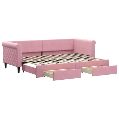 Obrázek produktu pro vidaXL Rozkládací postel se zásuvkami růžová 80x200 cm Velvet