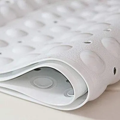 Produktbild von Unyqoos® Antirutsch-Duschmatte 70 x 40 cm, TPE Weiß – mit Saugnäpfen, maschinenwaschbar, weiche Massageoberfläche für Bad & Dusche