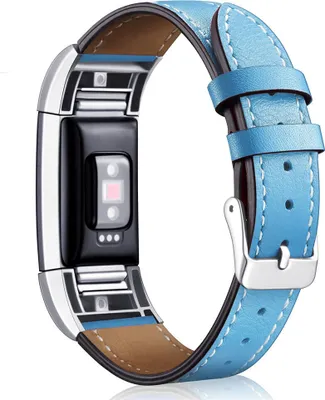 Produktbild von Kompatibel mit Fitbit Charge 3 & 4 Armband Kunstleder für Damen + Herren verstellbar Ersatzarmband Ersatzband BLAU
