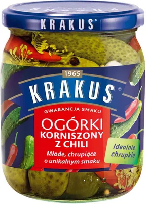Zdjęcie produktu dla Krakus Ogórki korniszony z chili 500 g