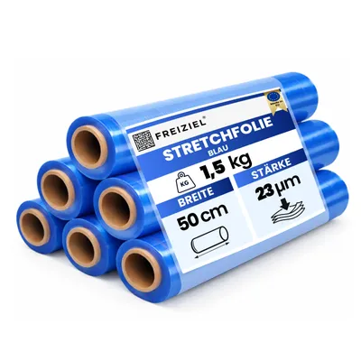 Produktbild von 6 x Stretchfolie 50cm 1,5kg 23my blau