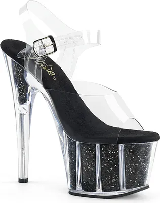 Produktbild von ADORE-708G Damen Sandale von Pleaser, Transparent Schwarz , EU 35, US 5