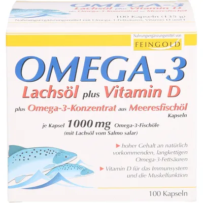 Image de Huile de saumon oméga-3 plus vitamine D plus concentré d'oméga-3, 100 gélules