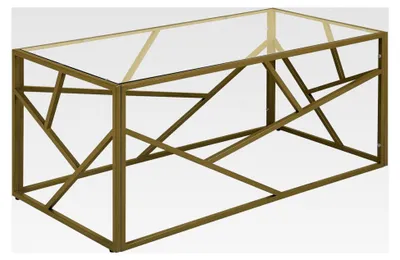 Produktbild von Couchtisch aus Glas mit goldenem Metallgestell 50 x 100 cm