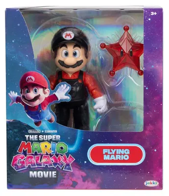 Produktbild von Super Mario The Galaxy Movie Flying Mario 5" / 12.7cm Actionfigur mit Red Star Zubehör, offiziell von , 22 Bewegungspunkte, für Kinder ab 3 Jahren, 3 Jahr(e), Super Mario, Mehrfarbig, Kunststoff