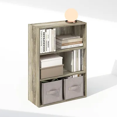 Produktbild von Furinno, offenes Regalsystem, Bücherregal, 3-stöckig, Sonoma-Eiche