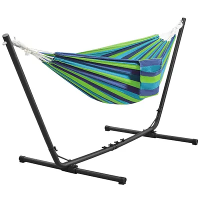 Zdjęcie produktu dla Hamak kempingowy Yaheetech ze stelażem dla 2-3 osób podróżujących Stelaż hamaka z torbą do przenoszenia Regulacja: 294/304/314 cm do 205 kg udźwigu