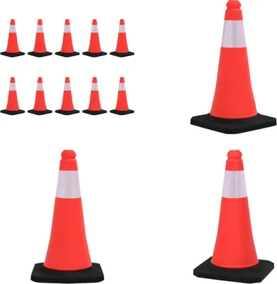 Zdjęcie produktu dla vidaXL Odblaskowe pachołki drogowe z ciężką podstawą 10 szt. 50 cm - pachołek drogowy - pachołek drogowy - pachołek drogowy - znak drogowy