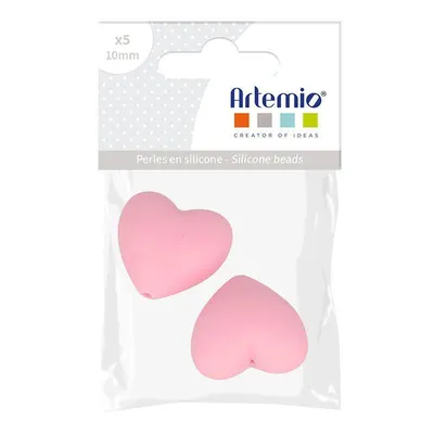 Zdjęcie produktu dla Silikonowe koraliki serce x 2 - 29 x 19 x 12 mm - różowe