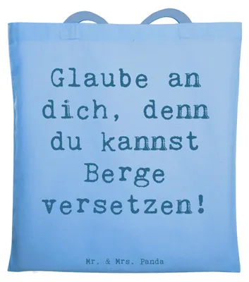 Produktbild von Mr. & Mrs. Panda Schultasche Spruch Selbstvertrauen stärken - Sky Blue - Geschenk, Vertrauen, Herausforderungen meistern, Unterstützung, Zuversicht, wertvoll sein, Trost