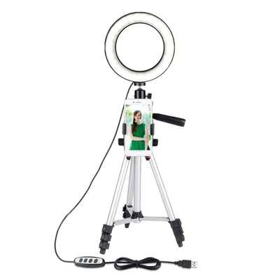Image de Avizar, trépied pour smartphone avec LED intégrées (rotation à 360°, hauteur maximale 1 mètre), couleur argent