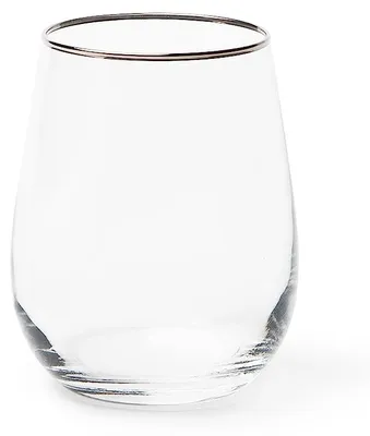 6 Wassergläser mundgeblasen mit Silberrand 470 ml
