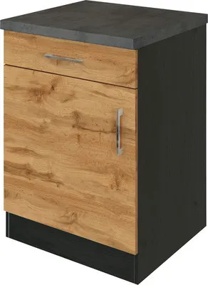 Produktbild von Held Möbel Unterschrank mit Drehtür Sorrento BxTxH 50 x 60 x 86 cm eiche hell matt zerlegt Anschlag reversibel 409.6282