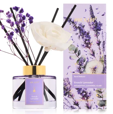 Productafbeelding van Geurstokjes 150 ml, French Lavender Huisparfum met Bloemdecoratie