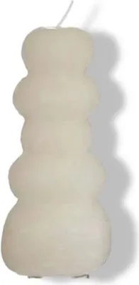 Produktbild von Weiße Kieselstein Kerze für Festtagsdekoration, 7 cm Durchmesser, 15 cm Höhe