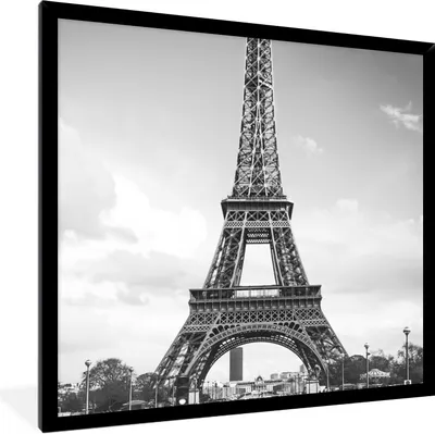 Produktbild von MuchoWow® Gerahmtes Poster Der Eiffelturm zwischen den Wolken 40x40 cm - Poster mit Schwarzem Bilderrahmen Wandposter Rahmen Foto Bilder - Mit Rahmen - Wanddekoration Schlafzimmer
