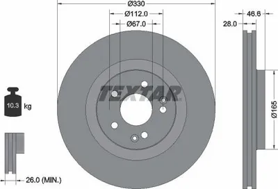 Produktbild von 2x TEXTAR Bremsscheibe 92151005 passend für MERCEDES-BENZ CLK (C209) CLC (CL203)
