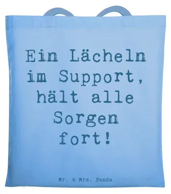 Produktbild von Mr. & Mrs. Panda Schultasche Spruch Kundensupport Lächeln - Sky Blue - Geschenk, Beruf, Tote Bag, Shopping Tasche, kreative Geschenke, Berufsalltag, dokumententasche