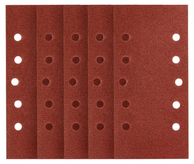 Imagen del producto de Papel de lija con cierre de velcro, 115 x 230 mm, grano P100, 5 unidades, con 10 orificios