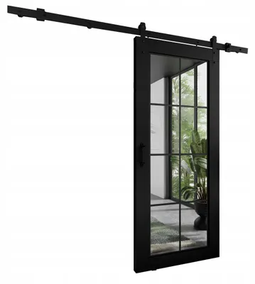 Produktbild von KierMoebel Schiebetür Komplettset LOFT ADIO 5 Schwarz 86x205x3,2 cm, Wohnzimmer Schiebetür