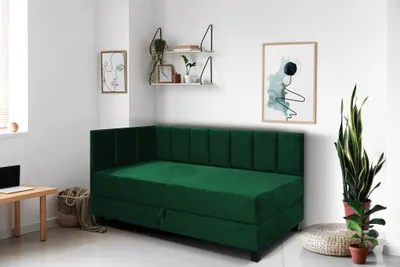 Produktbild von Jugendbett Einzelbett Eryk Boxspringbett mit Matratze Kinderbett Bettkasten 100 x 200 cm Links Paris 135 – grün