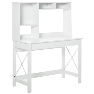 Produktbild von HOMCOM Bücherregal Schreibtisch 2 in 1-3 Nischen 4 Stauräume – Weiße Metallpartikelplatten