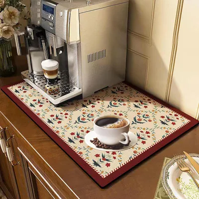 Image de Tapis pour évier, tapis absorbant à séchage rapide pour machine à café, dessous antidérapant en caoutchouc, tapis absorbant pour la cuisine, les animaux domestiques et l'évier, 40 x 50 cm - lot de 2