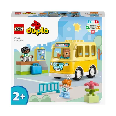 Productafbeelding van LEGO 10988 DUPLO Busreis-set, een bus speelgoed om sociale vaardigheden te ontwikkelen, een motoriek speelgoed met een voertuig en figuren, een educatief cadeau voor peuters, jongens en meisjes vanaf 2 jaar