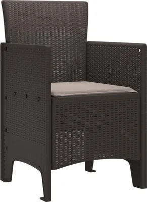 Immagine prodotto di vidaXL Sedia da giardino con cuscini, 2 pezzi, marrone, 53 x 49 x 85 cm, polipropilene