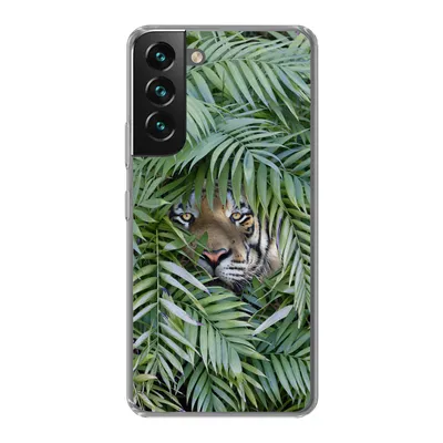 Produktbild von MuchoWow® Handyhülle Schutzhülle Hülle für Samsung Galaxy S22 Tiger - Blätter - Farn Silikon Softcase Handy Hülle - Mobiltelefonhülle