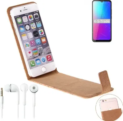 Produktbild von K-S-Trade Schutzhülle mit Kopfhörer kompatibel mit Blackview BV5100 Pro Handyhülle Cover Kork Tasche Flipstyle Case