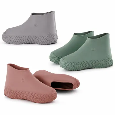 Produktbild von Wasserdichte Schuhüberzieher Silikon 3 Paar, rutschfest & wiederverwendbar, Regen Überschuhe für Schuhe Größe 38–46, Outdoor Schutz