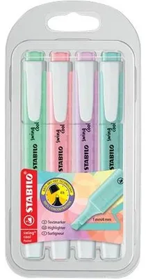 Obrázok produktu pre Zvýrazňovač, sada, 1-4 mm, STABILO "Swing Cool Pastel", 4 rôzne farby