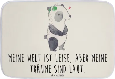 Produktbild von Mr. & Mrs. Panda Badezimmerteppich Panda Gehörlos - Weiß - Geschenk, Cochlea Implantat, Teppich Bad, Ertaubt, Badteppich, badezimmermatte, Badläufer, Badematte
