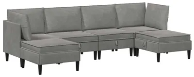 Image de Ensemble de salon vidaXL, 6 pièces, gris clair, en velours