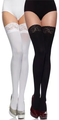 Image de Merry Style Bas Femme Microfibre 40 DEN avec Dentelle MSSSJ01 (Noir/Blanc, M/L)