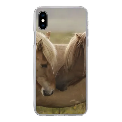 Produktbild von MuchoWow® Handyhülle Schutzhülle Hülle für iPhone Xs Pferde - Gras - Braun Silikon Softcase Handy Hülle - Handytasche