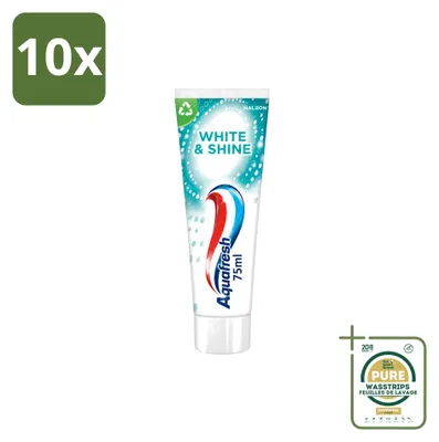 Productafbeelding van 10 x Aquafresh White & Shine tandpasta - 75 ml - Voorraadverpakking - 10 stuks