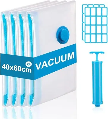 Produktbild von Famanu Vakuum-Aufbewahrungsbeutel - 40 x 60 cm - Kompressionsbeutel mit Pumpe - 4 Stück