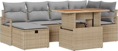 Produktbild von vidaXL Gartensofa-set 7 stk. Beige Poly-Rattan
