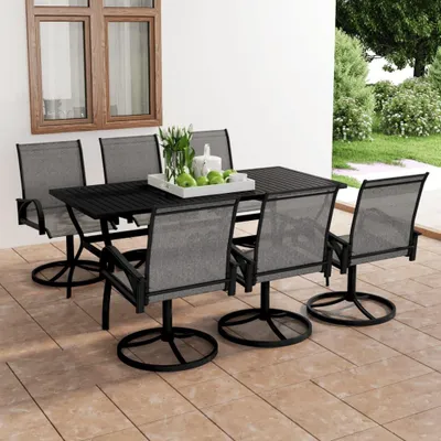 Immagine prodotto di set da pranzo da giardino 7 pezzi in textilene e acciaio
