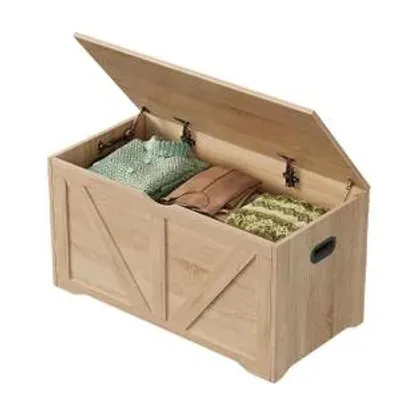 Produktbild von Große Holz-Aufbewahrungskiste 100 cm, Hellbraune Truhe / Koffer