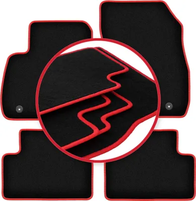 Image de Tapis de sol en moquette noir/rouge pour Opel Zafira C 2012-2018 4 pièces