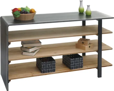 Image de Étagère HWC-L75, Étagère de salon Bibliothèque Étagère à chaussures Sideboard, bois massif industriel 72x119x40cm MVG naturel avec aspect métal